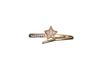Tiny Star CZ Studded Adjustable Ring with Gold Plated
